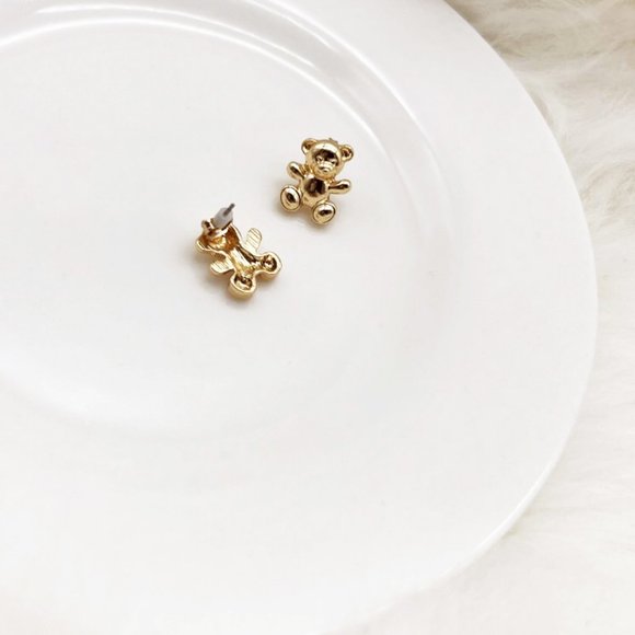 NEW Cuddly Teddy Bear Dainty Cute Kawaii Angelcore Stud Earrings Gold or Silver - Picture 9 of 15